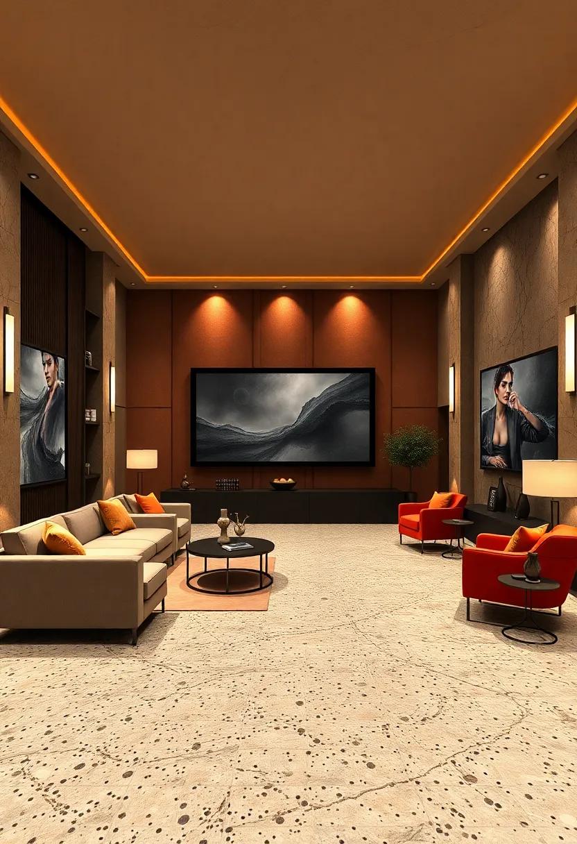 Illustrate Architectural Elements Framing Terrazzo Floors to Amplify Theatrical Ambiance