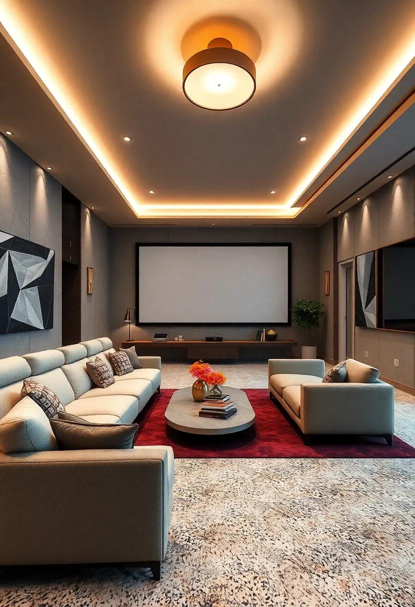Show Visual Harmony Between Terrazzo Floors and Statement Ceiling Fixtures in Elite Cinemas