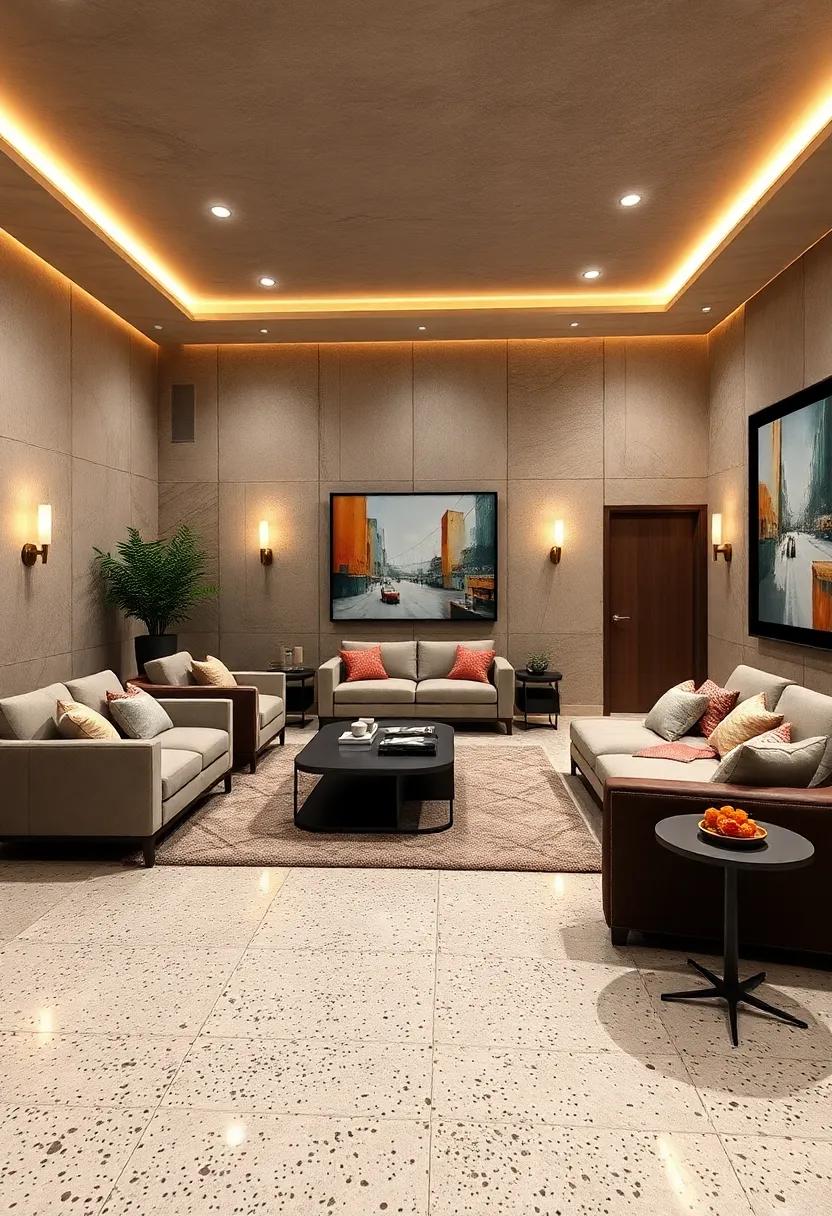 Integrate Classic Cinematic Elements Against The Backdrop of Sleek, Stylish Terrazzo Floors
