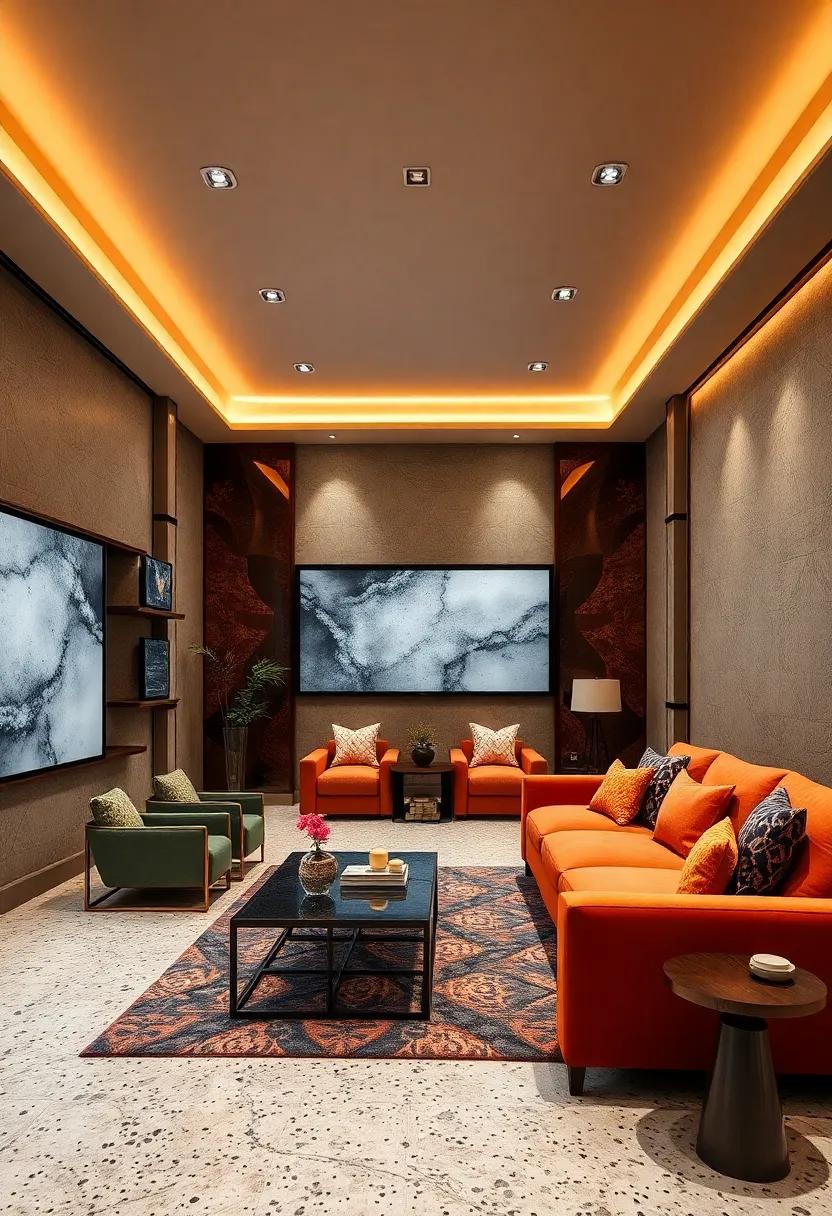 Feature Dramatic Accent Walls That Draw Focus Away From Terrazzo Floors for Layered Texture Effects