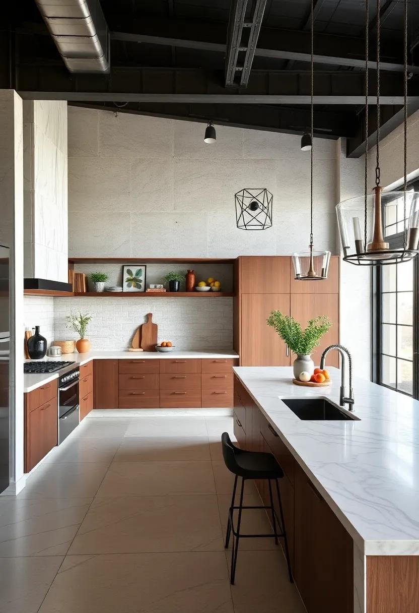 Elevating Spaces with Raw Steel and Polished Marble Countertops That Define Modern Luxury Industrial Kitchens
