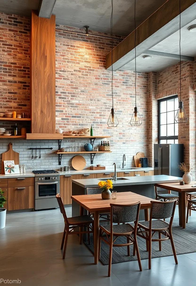 The Intricate Dance of Exposed Brick Walls and Warm Wood Furnishings Creating Timeless Kitchen Ambiance