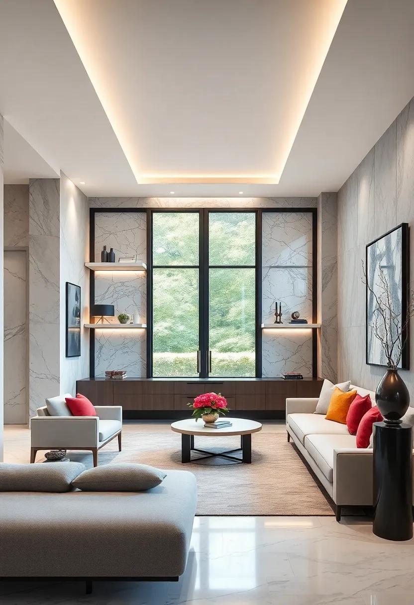 Floating Marble Shelves For Displaying Curated Objects That Capture Visitors' Attention