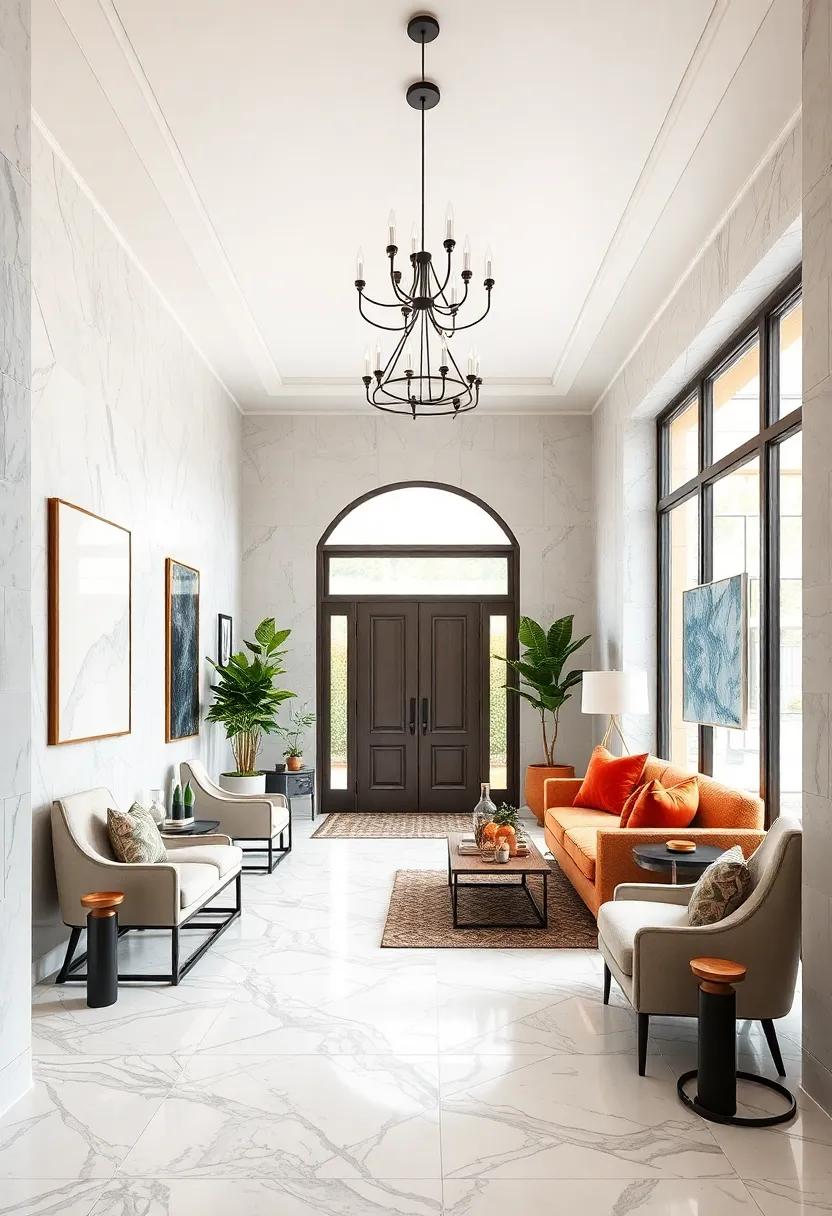 Geometric Marble Tile Layouts Creating Bold Modern Statements In A Home's Entry Space