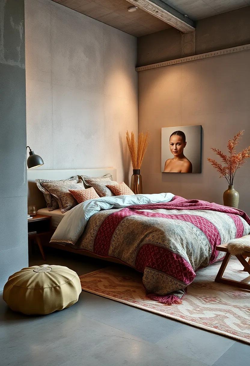 Creative Combination of Patterned Throws and Quilts Infusing Warmth and Style into Bedroom Corners