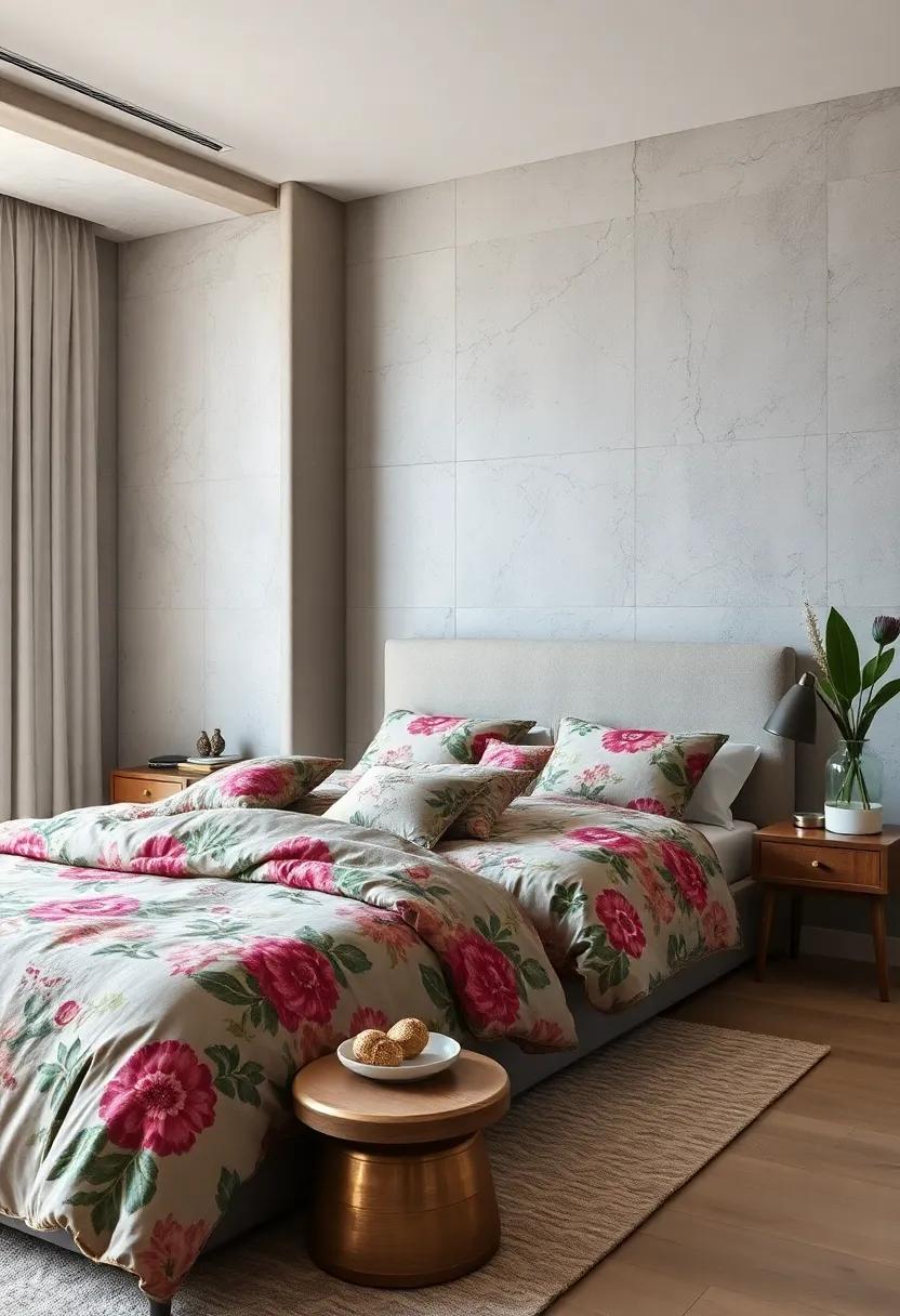 Eclectic Mix of Floral and Geometric Patterns Creating Visual Harmony and Contrast in Bedrooms