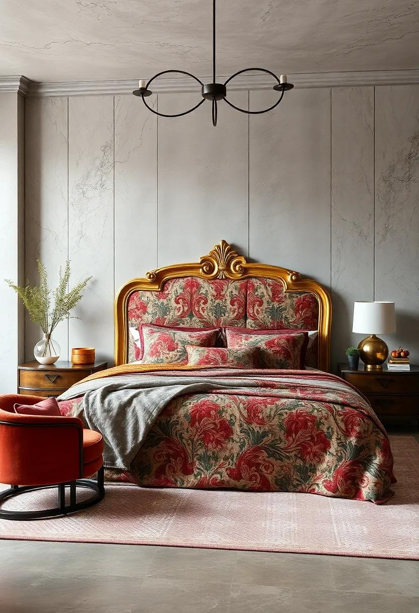 Ornate Headboards Anchored by Rich Patterned Textiles Transforming the Bedroom into a Bold Haven