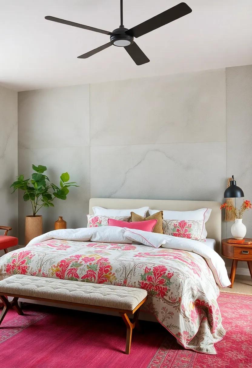 Vintage Patterned Bedspreads Blending Nostalgia and Modern Maximalism for an Inviting Retreat