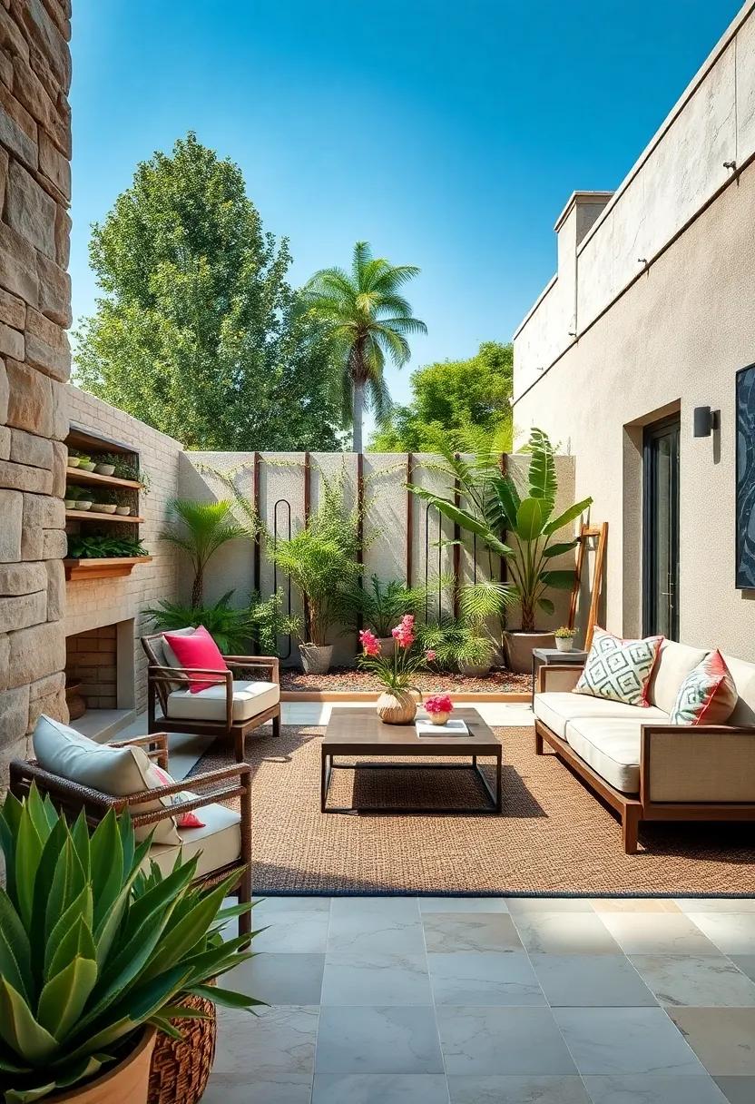 Bright Mediterranean Tiles Lining Fence Bases as a Splash of Color Against Neutral Coastal Gardens