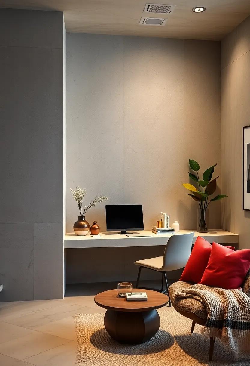 Floating Desk Corners That Create Zen-Like Focus Amidst Soft Textures and Muted Palette