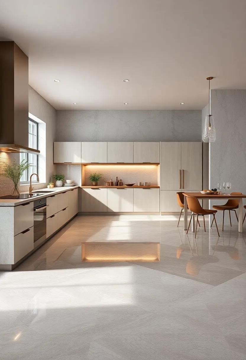 Glossy High-Contrast Floors Creating Sharp Visual Interest And Depth In Ultra-Modern Kitchen Designs