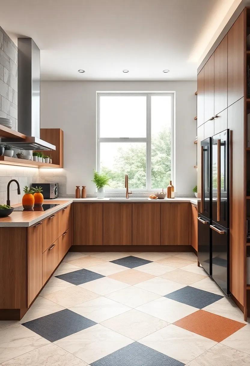 Modern Kitchen Floors With Bold Geometric Patterns That Bring Dynamic Energy And Sophistication To Any Space