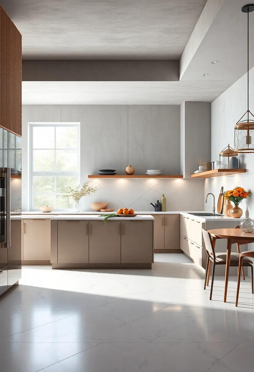 Smooth Marble Flooring With Subtle Veining For A Luxurious And Timeless Kitchen Aesthetic