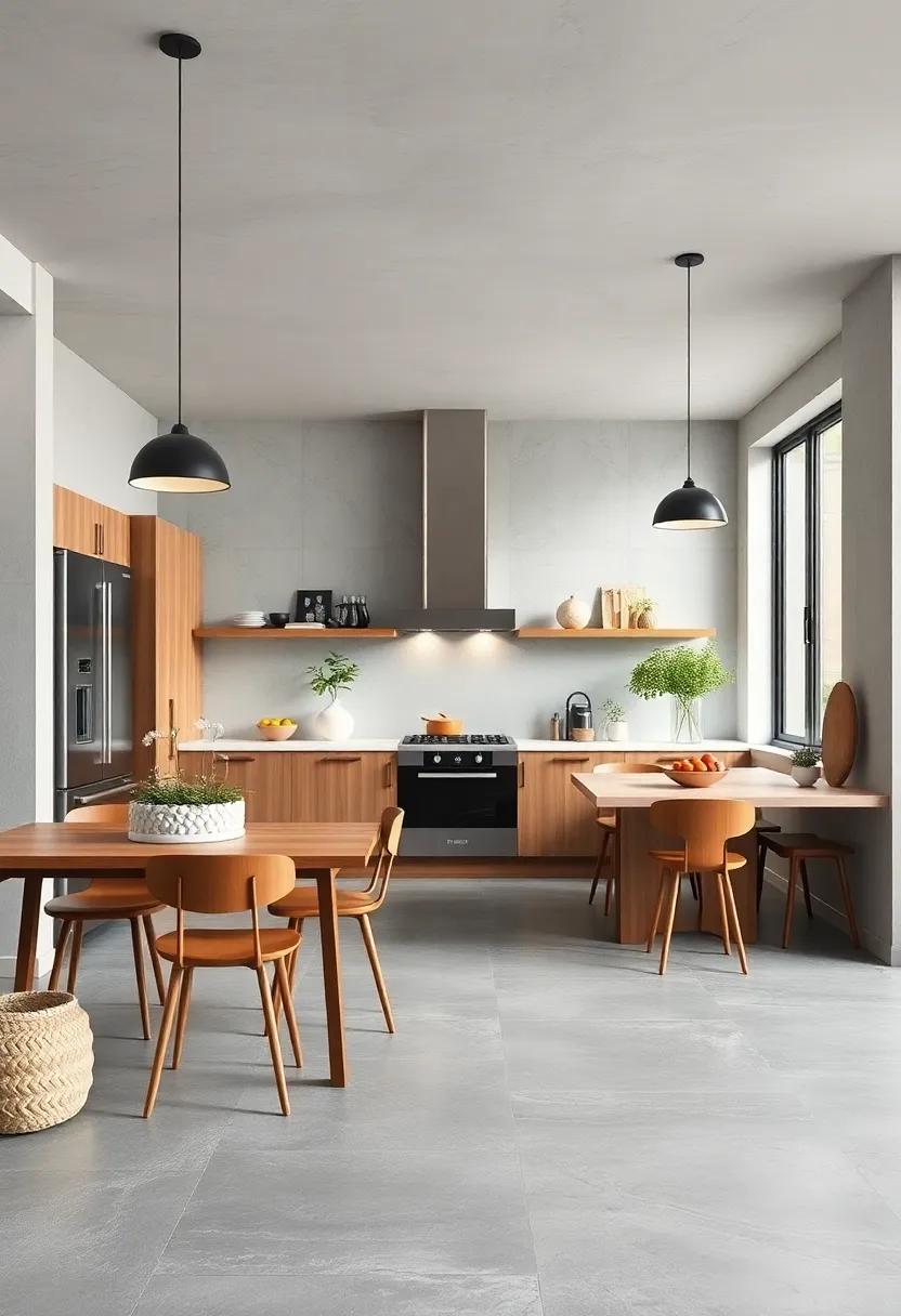 Soft Gray Stone Floors Producing A Serene And Versatile Canvas Ideal For Both Rustic And Modern Kitchens