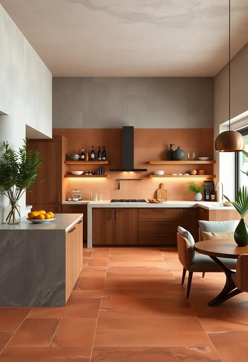 Warm Terracotta Tiles Infusing Mediterranean Warmth And Natural Earthiness Into Bright, Open Kitchen Layouts