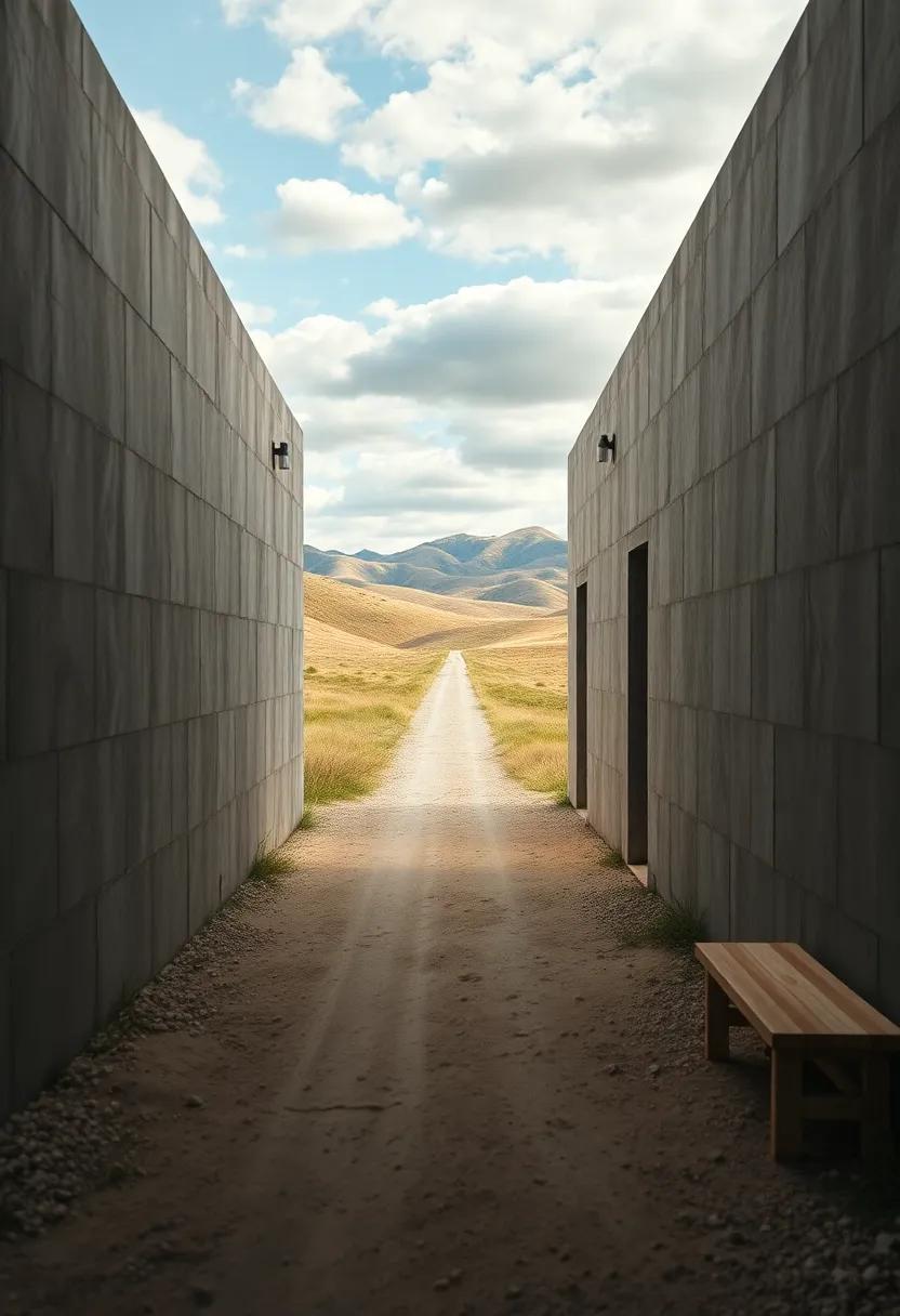A Rustic Dirt Track Narrowing Into a Vanishing Point Amidst Rolling Hills Under Expansive Skies