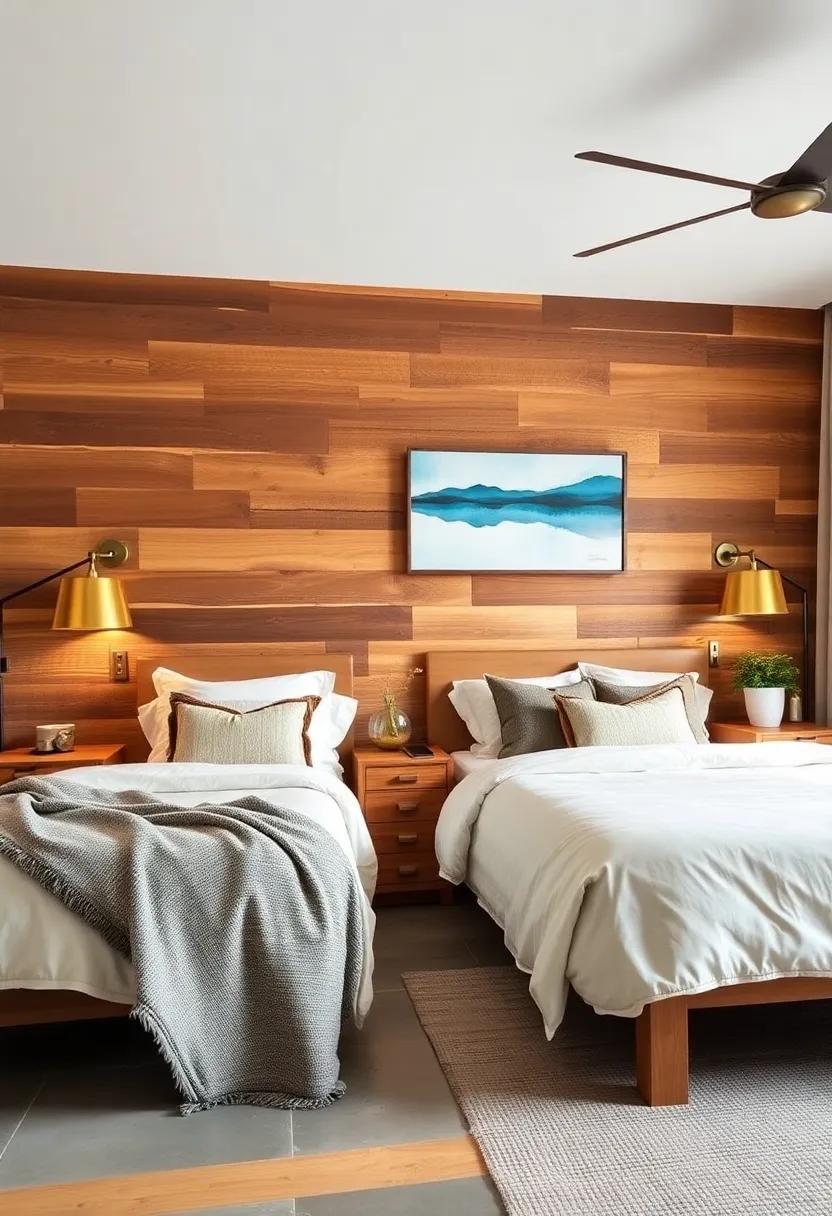 Handcrafted Reclaimed Wood Nightstands Paired with Antique Brass Fixtures in Bedroom Settings