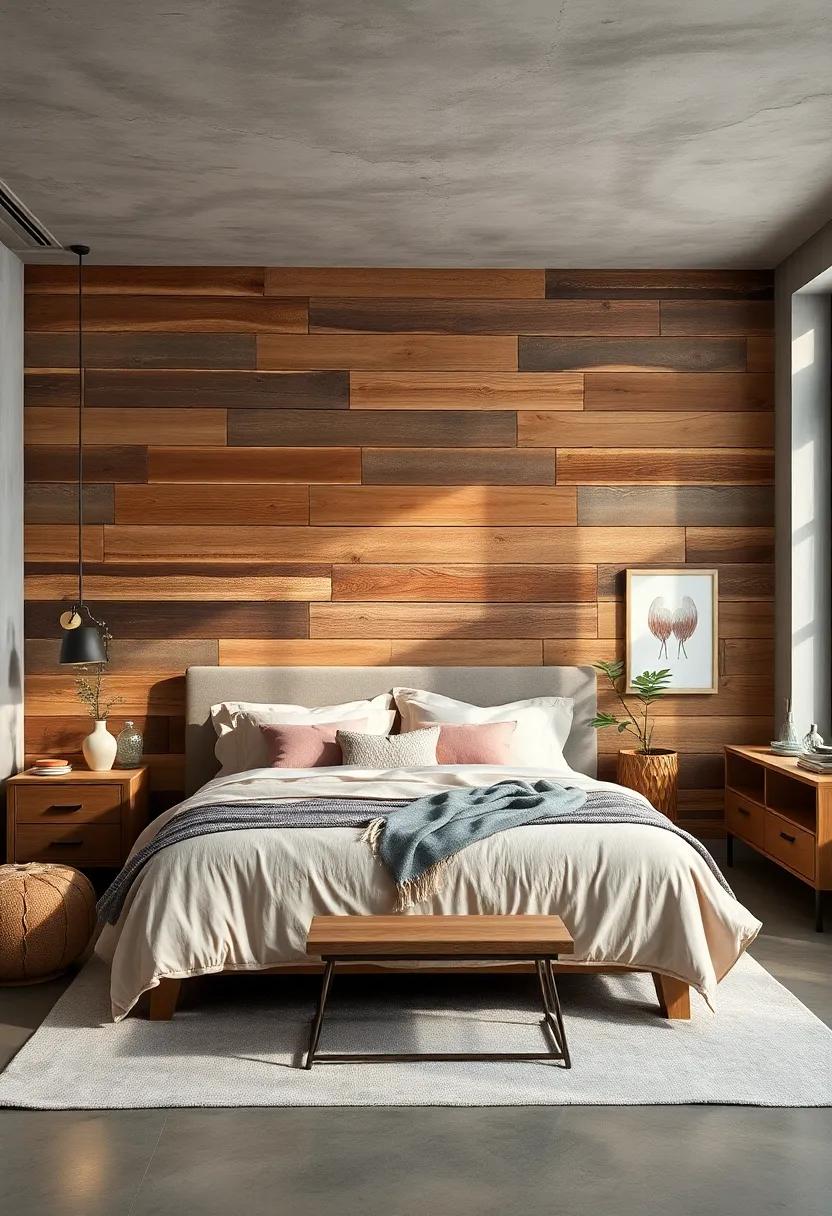 Rustic Textures Paired With Soft Pastels for Balanced Bedroom Ambiance and Serenity