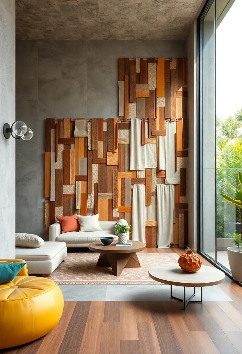 Patchwork Fence Panels Composed Of Mixed Scraps of Fabric and Leather Strips Interlacing for a Textural Border