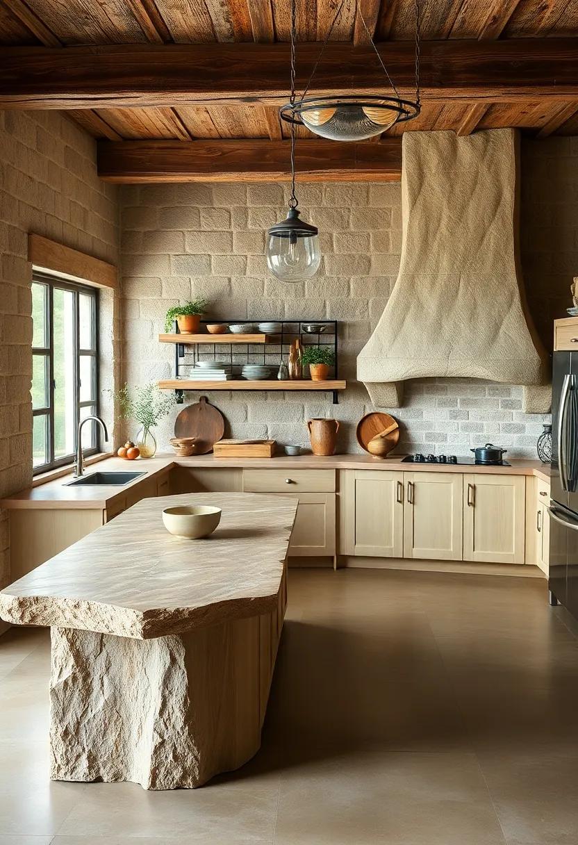 Natural Stone Countertops With Weathered Edges That Bring Ancient Earth Textures Into The Heart