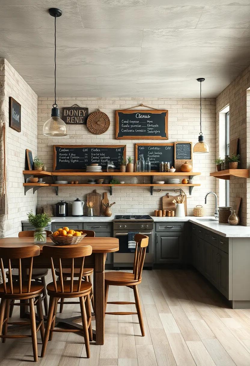 Rustic Painted Wall Signs And Chalkboard Menus Adding Personality To The Farmhouse Kitchen Scene