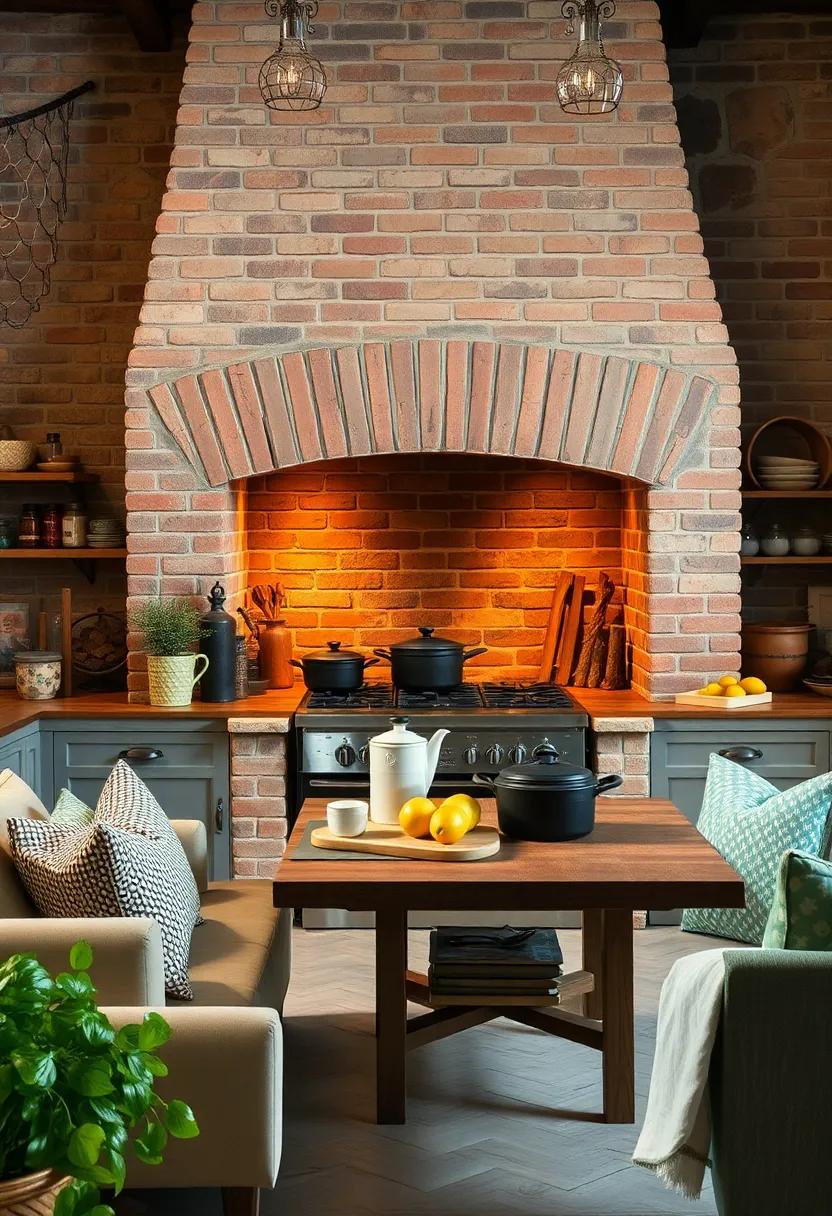 A Welcoming Hearth With Handcrafted Brick And Antique Cast Iron Pots Evoking Timeless Comfort
