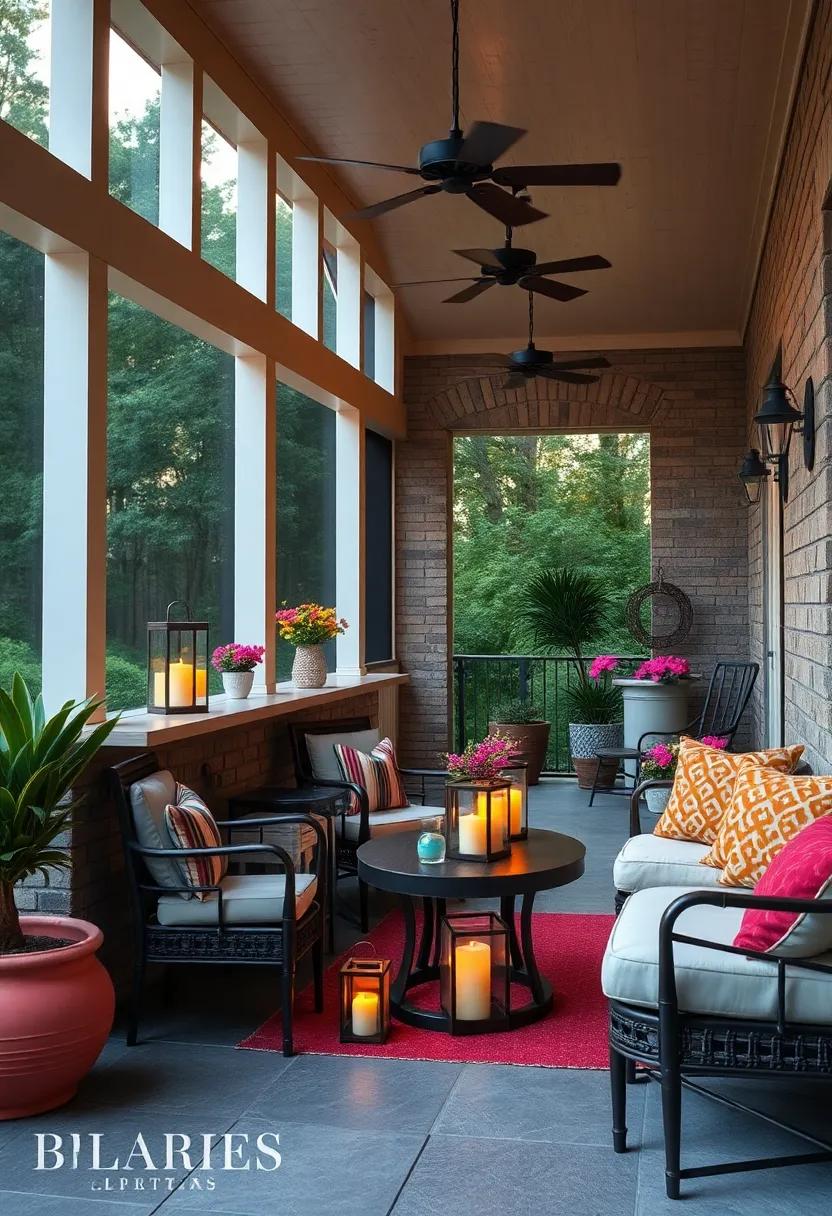 Whimsical Painted Lanterns and Candle Holders Creating Intimate Color Play After Dusk