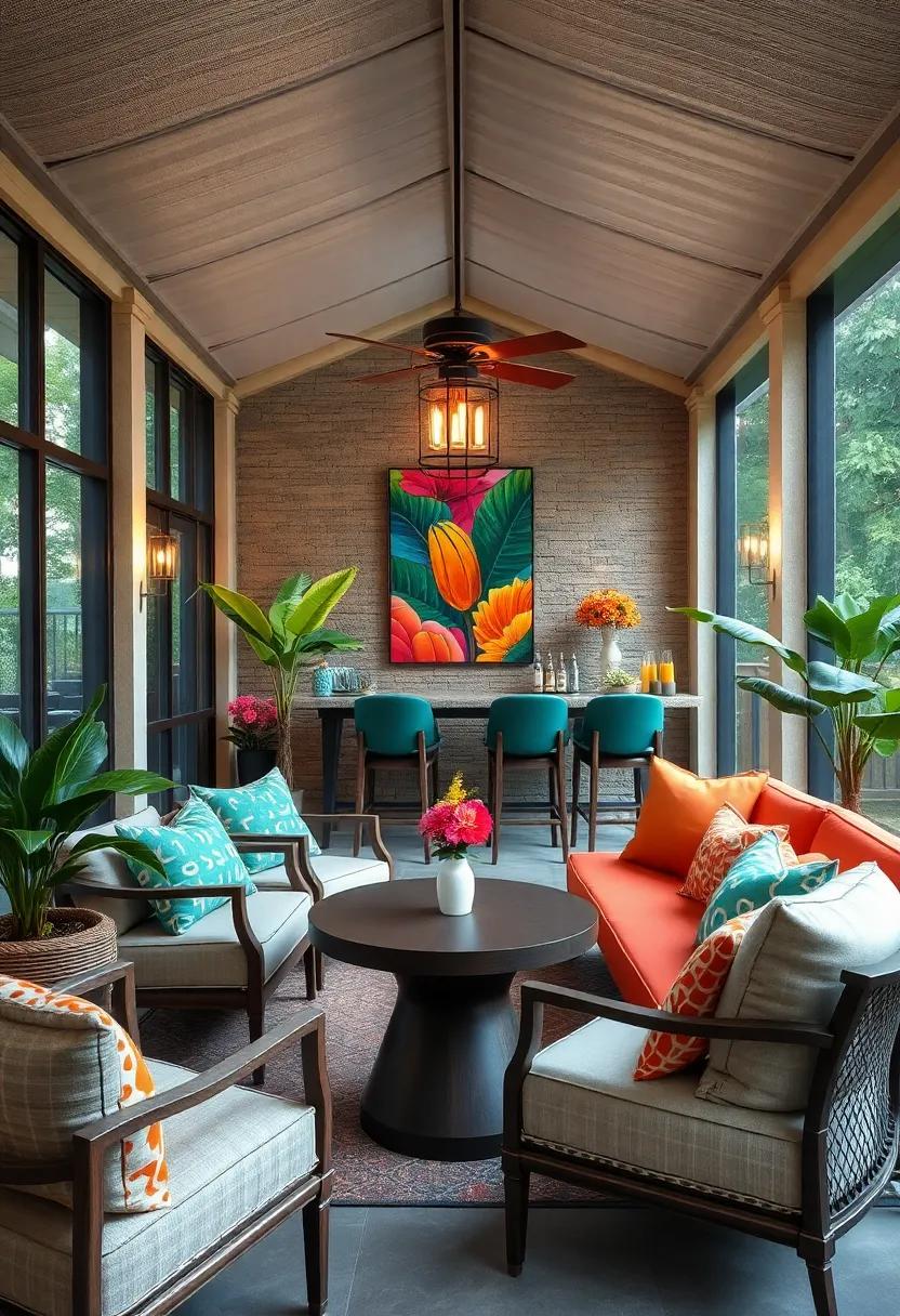 Nature-Inspired Art in Vibrant Shades Bringing Serenity and Energy to the Bar Setting