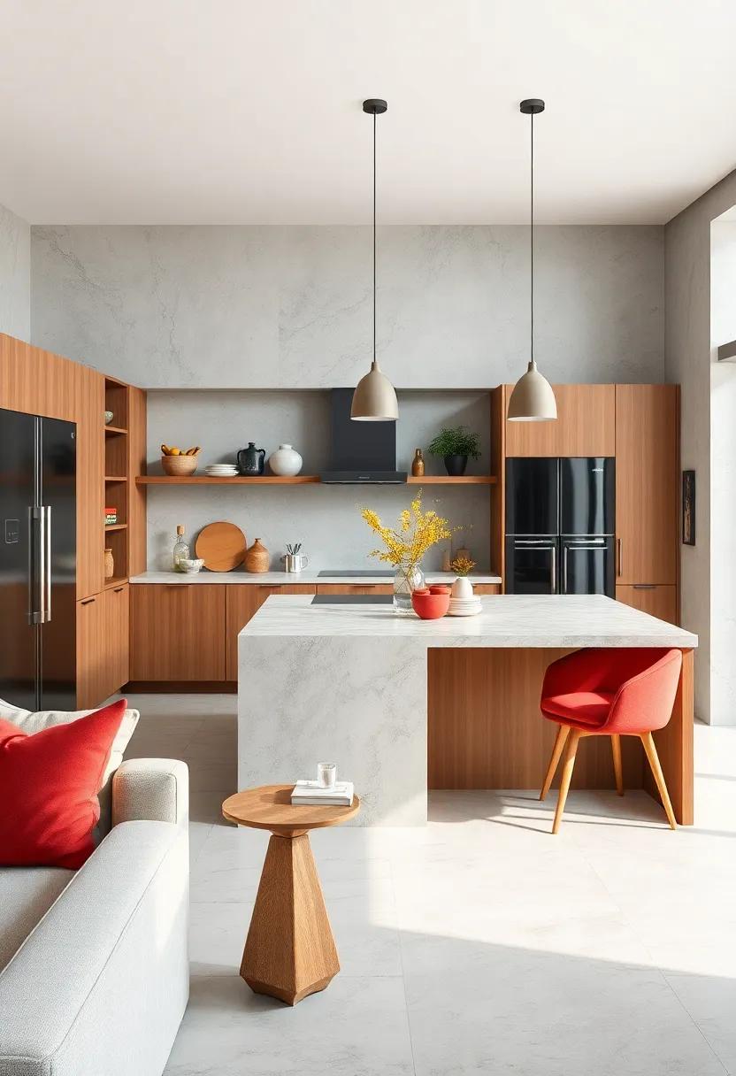 Blending Open Shelving and Cabinets In Small Functional Islands For Accessibility