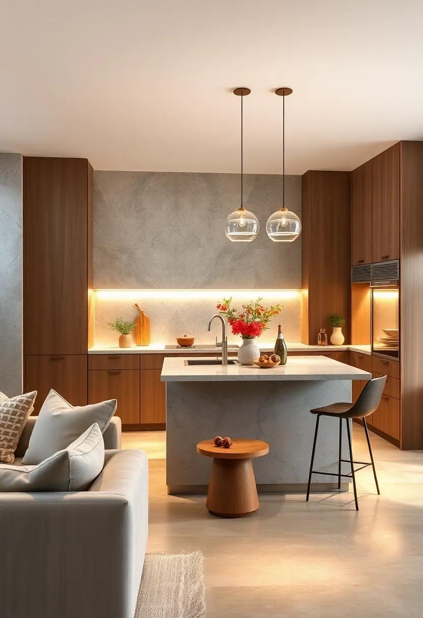 Creative Use Of Under-Island Lighting For An Airy, Spacious Ambiance