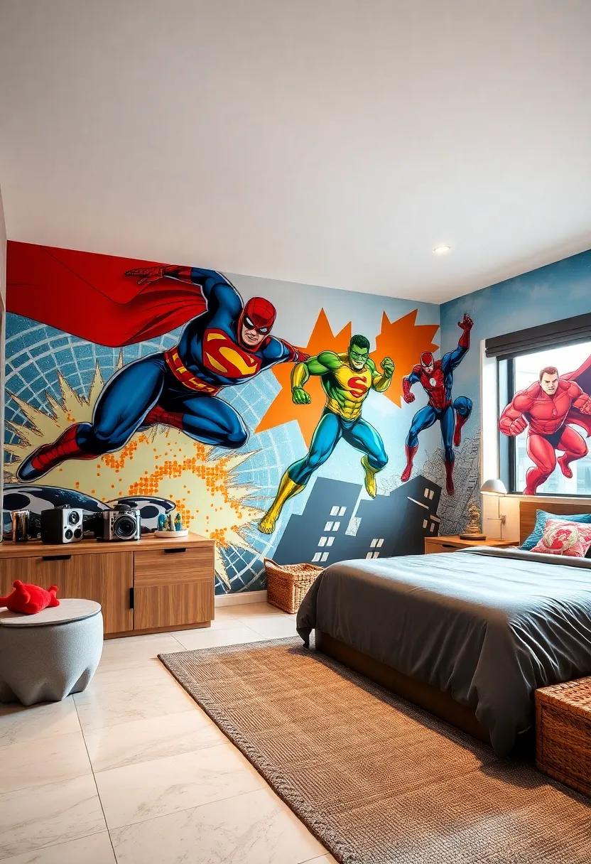 Interactive Wall Murals Featuring Legendary Superheroes in Action Poses that Ignite Imagination and Adventure