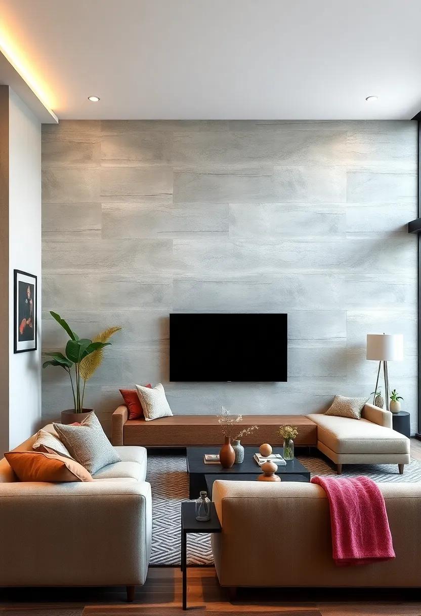 Exposed Concrete Textured Walls Featuring Polished and Raw Elements for Urban Sophistication