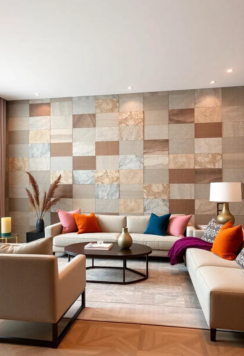 Patchwork Textured Panels Blending Different Materials for an Eclectic Accent Wall