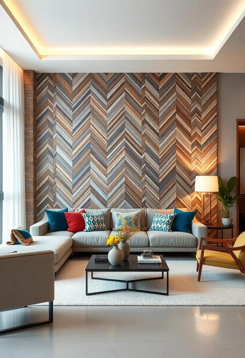 Bold Chevron and Herringbone Textured Wall Designs Creating a Graphic Statement Piece