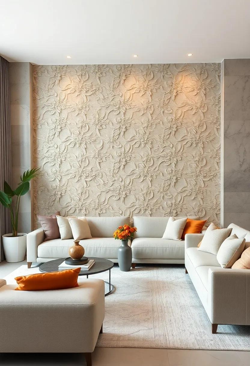 Repetitive Floral Relief Patterns Adding a Feminine and Classic Charm to Your Living Room