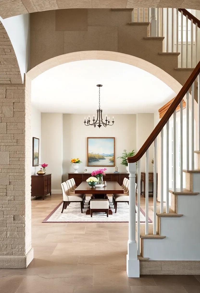 Elegant Staircase Views Framing a Picture-Perfect Traditional Dining Room Scene