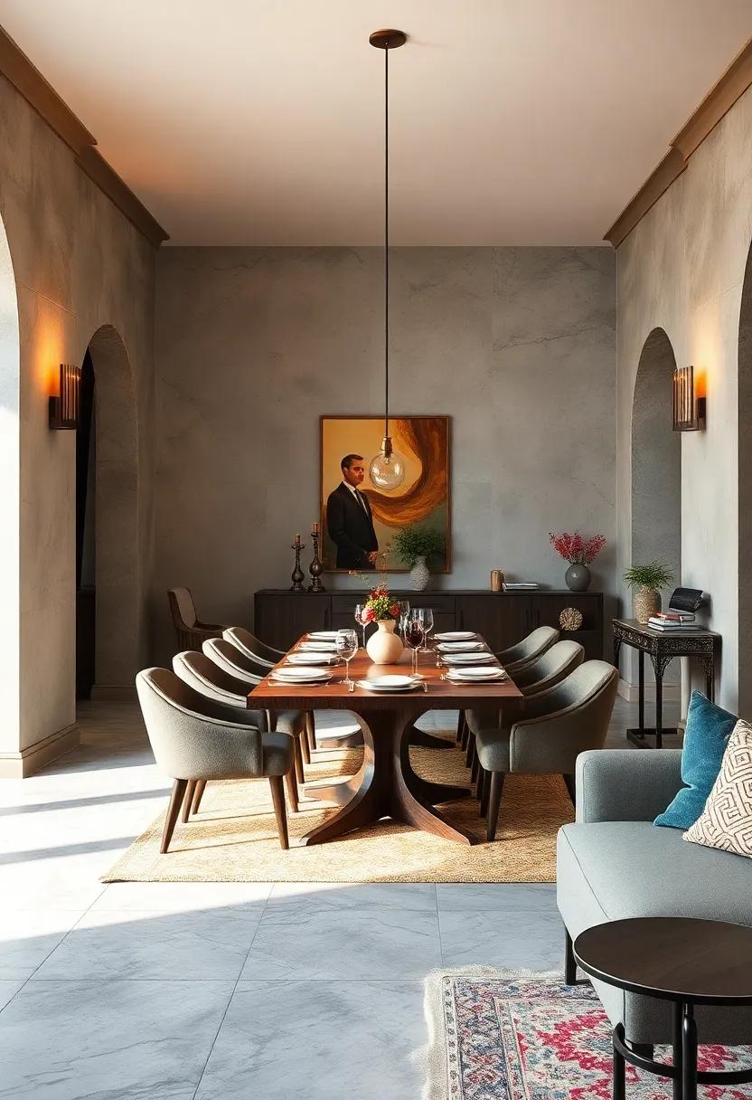 Shadowed Corners Illuminated by Soft Wall Sconces Enhancing the Intimate Dining Experience
