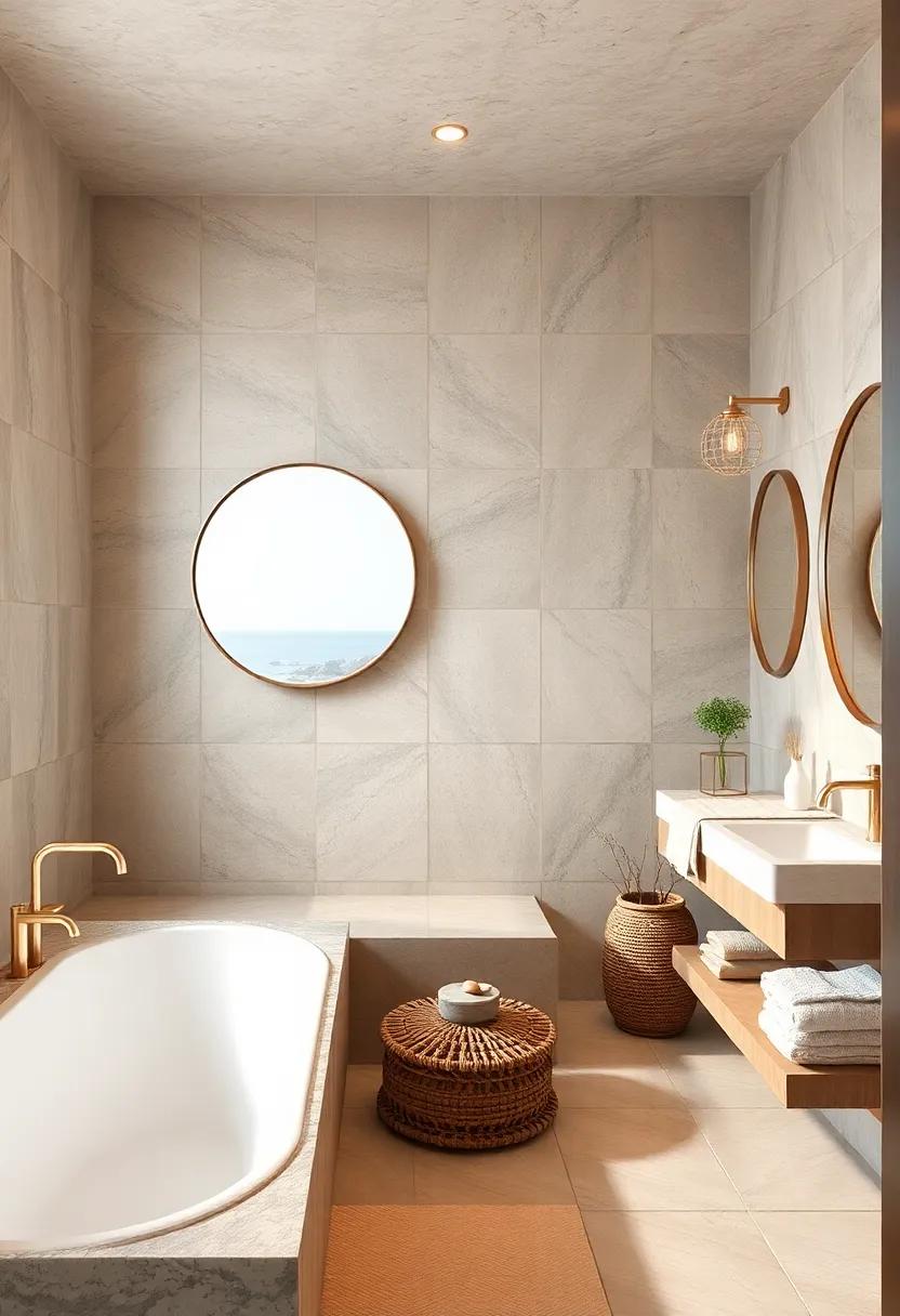 Reflective Surfaces Featuring Porthole-Inspired Mirrors and Subtle Ocean Hues