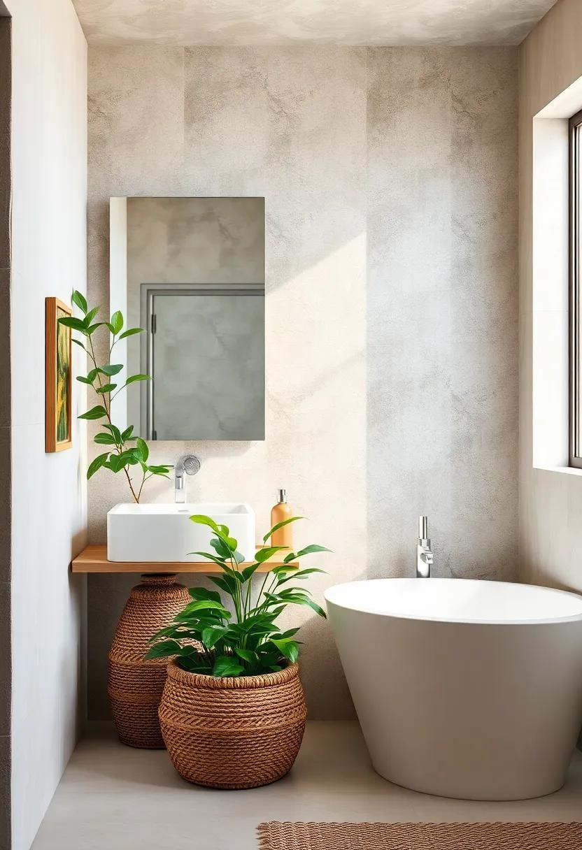 Refreshing Greenery in Woven Baskets Livening Up Neutral Toned Sanctuary Spaces