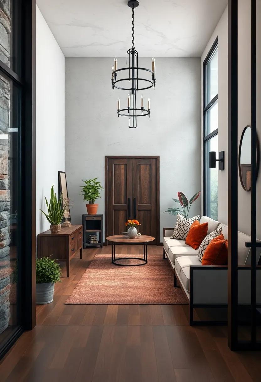 Matte Black Metal Accents Surrounding Weathered Oak to Capture Vintage Industrial Charm and Earthy Warmth