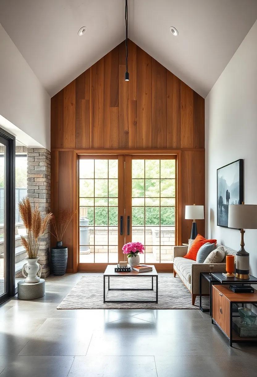 Weathered Steel Sheets Overlaying Smooth Ash Panels Creating a Visual Dialogue Between Industrial Grit and Natural Elegance