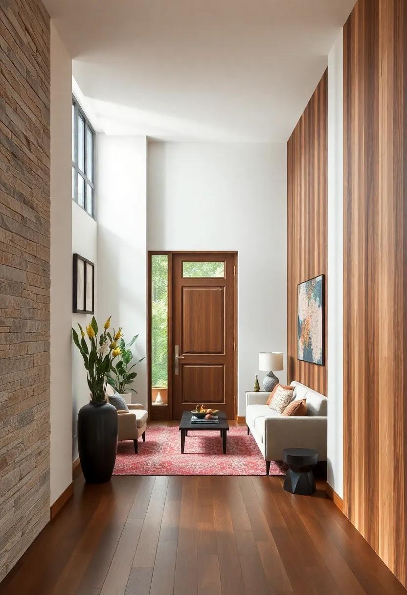 Mixed Wood Tones in Entryway Panels Offering Layered Depth and Visual Interest for All Styles