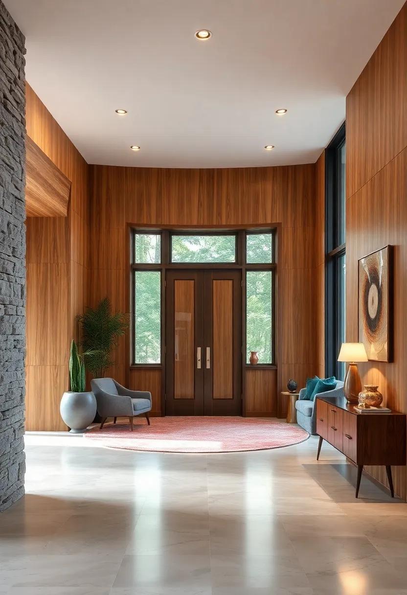 Organic Curves in Wood Panels Mimicking Natural Forms to Create Soft and Welcoming Entrance Spaces