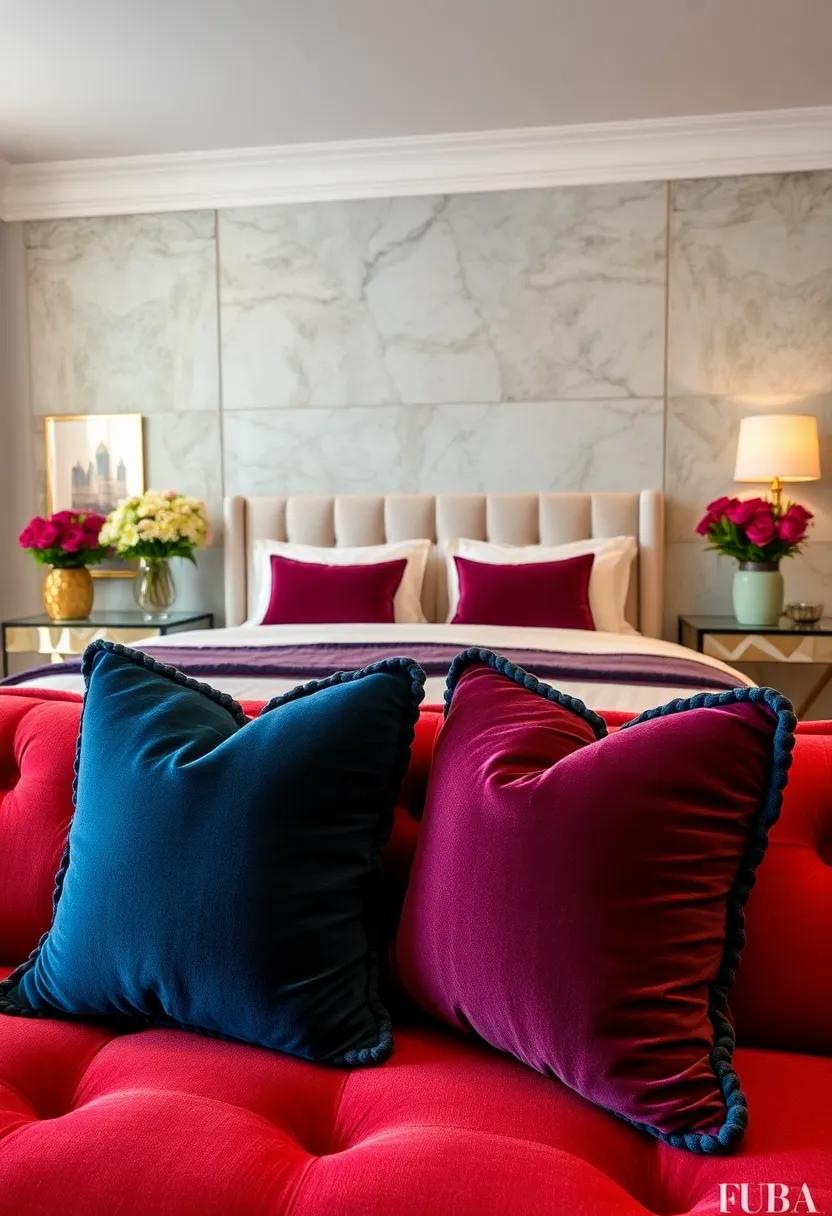 Luxurious Velvet Wallpaper Textures Interlaced with Geometric Gold Embroidery Creating a Rich Art Deco Backdrop