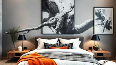 Striking Monochrome Bedrooms: Elevate Your Space with Oversized Wall Art