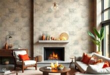 Cozy Boho Living Room Ideas Centered Around a Stylish Fireplace Retreat