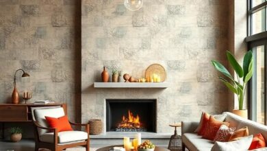 Cozy Boho Living Room Ideas Centered Around a Stylish Fireplace Retreat