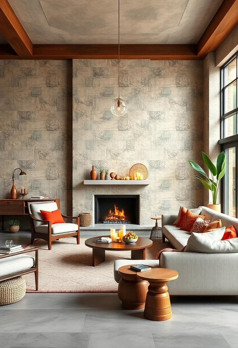 Cozy Boho Living Room Ideas Centered Around a Stylish Fireplace Retreat