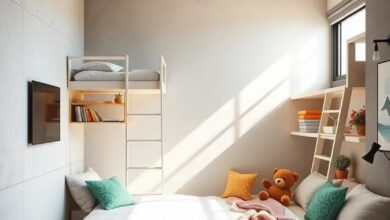 Maximizing Space and Fun: Shared Rooms with Loft Beds and Play Zones