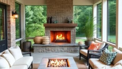 Cozy Comfort: Enhancing Screened Porches with Fire Pits and Fireplaces